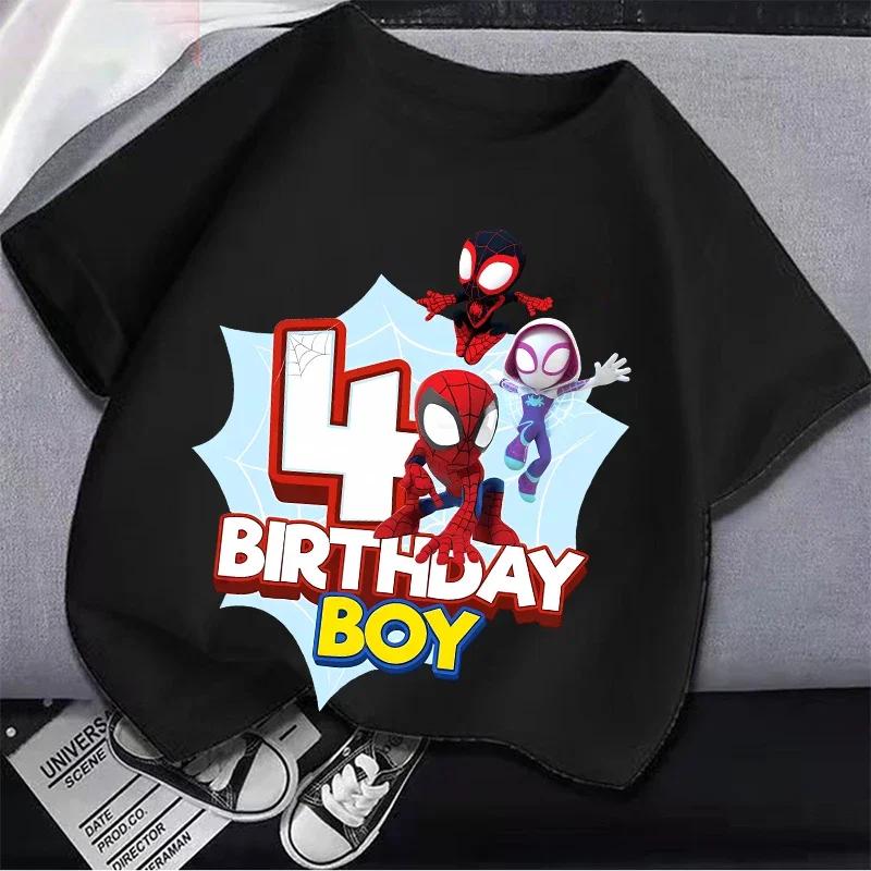 T-shirt à manches courtes pour enfants, Marvels Spiderman, numéro 1-9, avec figurines de dessins ani