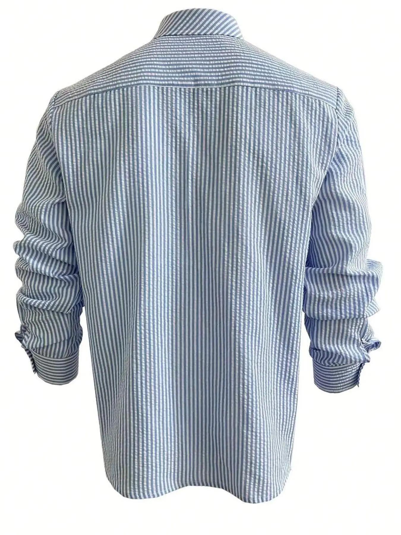 Chemise à manches longues rayée pour homme, coupe ample, élégante, confortable, décontractée, pour t