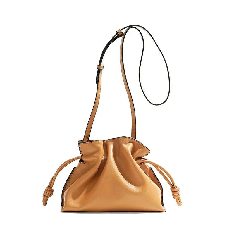 Sac classique en cuir véritable pour femmes, sac à main en cuir de vache, sac à bandoulière à cordon
