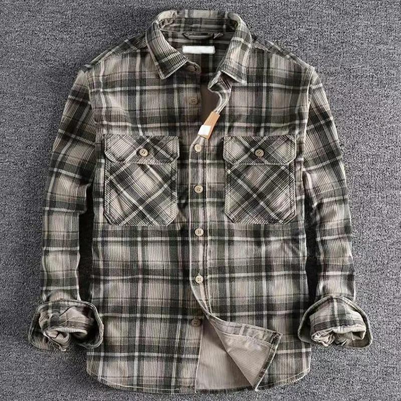 Chemise à manches longues à carreaux pour hommes, Vintage japonais, mode printemps-automne, conforta