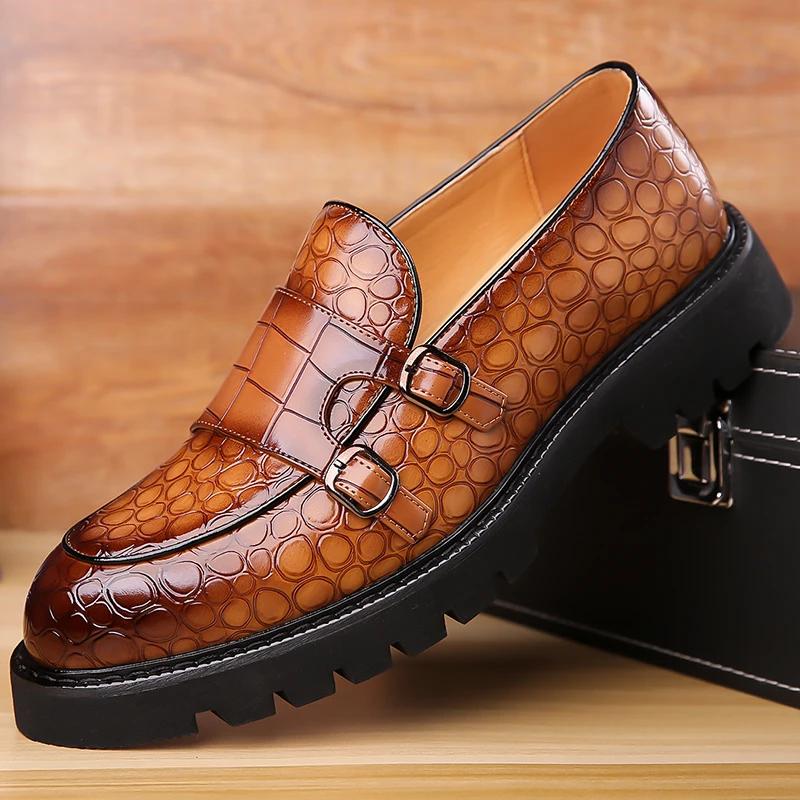 Mocassins de ville élégants et polyvalents pour hommes, style Derby anglais confortable, en cuir dur