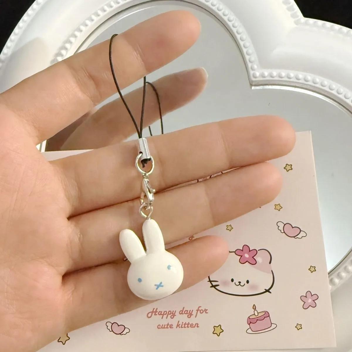 Porte-clés lapin Miffy Kawaii, dessin animé mignon, doux et Adorable fille, cœur crème cloche, sac d