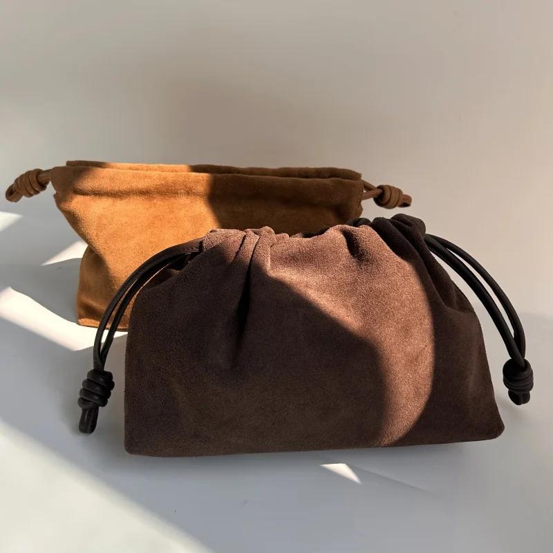 Nouvelle mode mat cordon nuage sac mode unique épaule sac à bandoulière rétro daim peau de vache sac