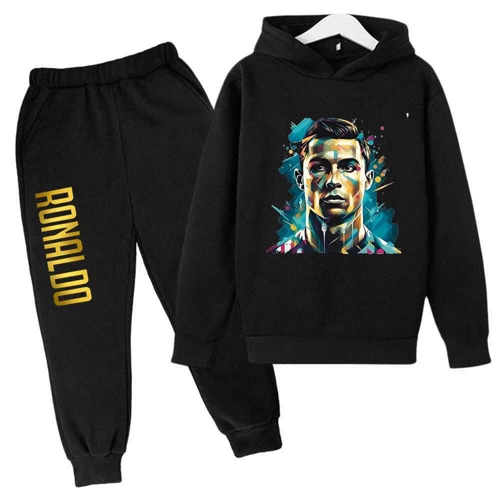 Ensemble de survêtement pour enfants Ronaldo CR7, imprimé, 2 pièces, sweat à capuche et pantalon, vê