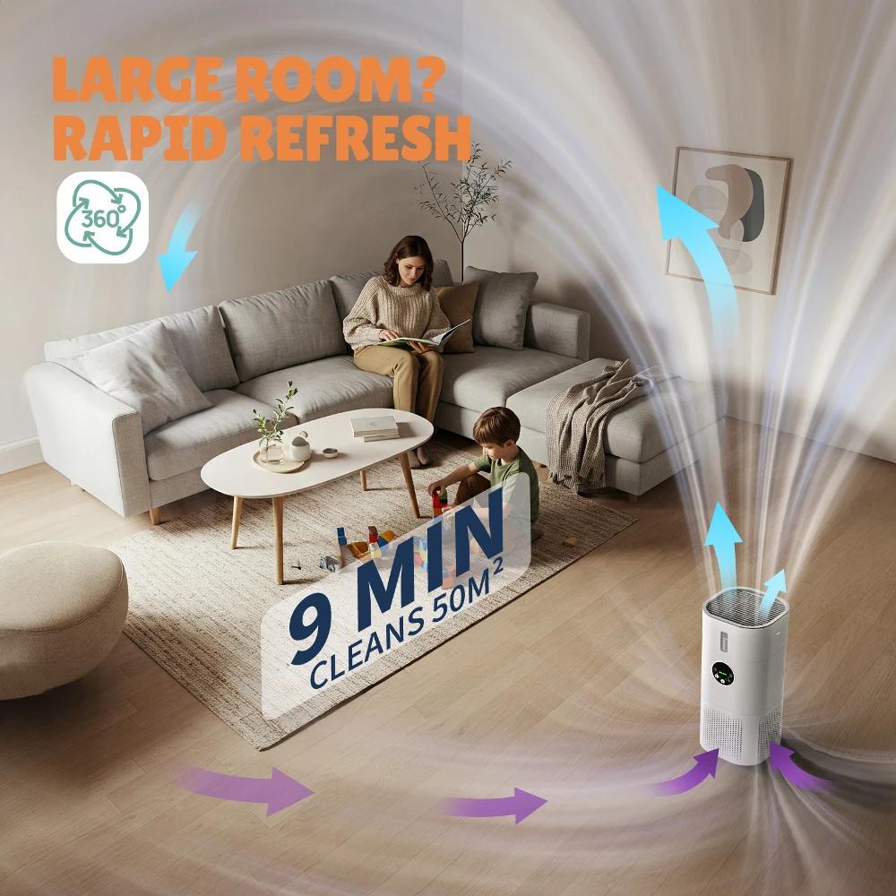Purificateur d'air et humidificateur ROUNY, appareil multifonction 2 en 1, désodorisant et humidific