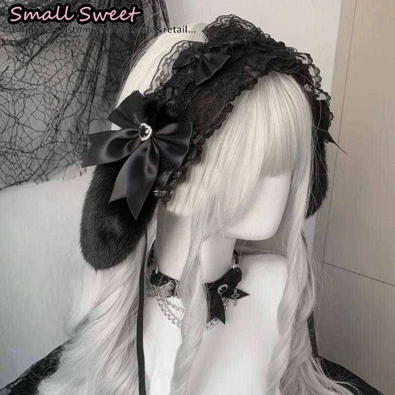 Goth lapin oreille arc bandes de cheveux Harajuku gothique Lolita Y2K fille oreilles de lapin bandea
