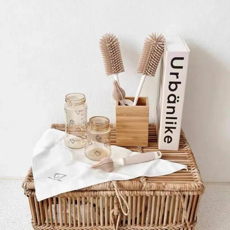 Coréen Ins nouveau-né bouteille mamelon brosse bébé spécial à Long manche brosse de nettoyage Silico