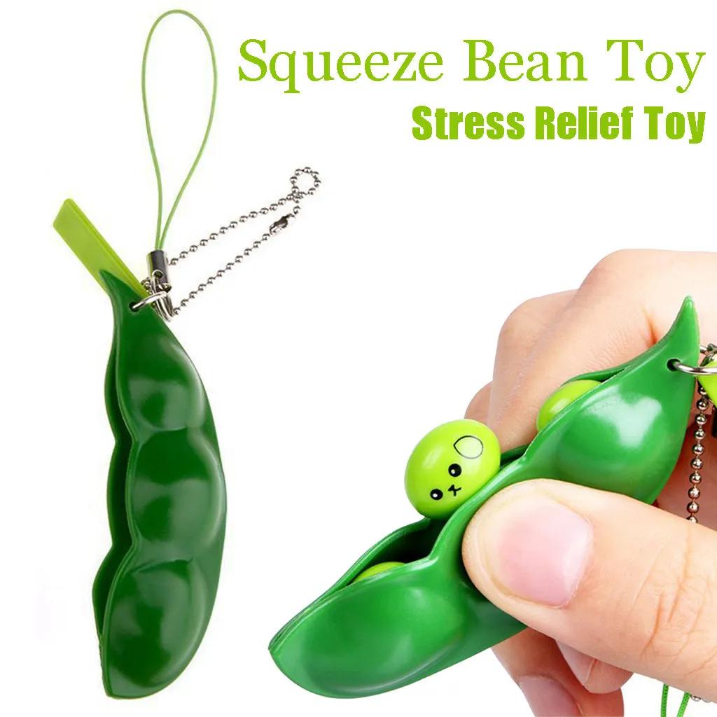 2-20 pièces Fidget jouet sac Portachiavi soulagement du stress Edamame jouet presser pois porte-clés