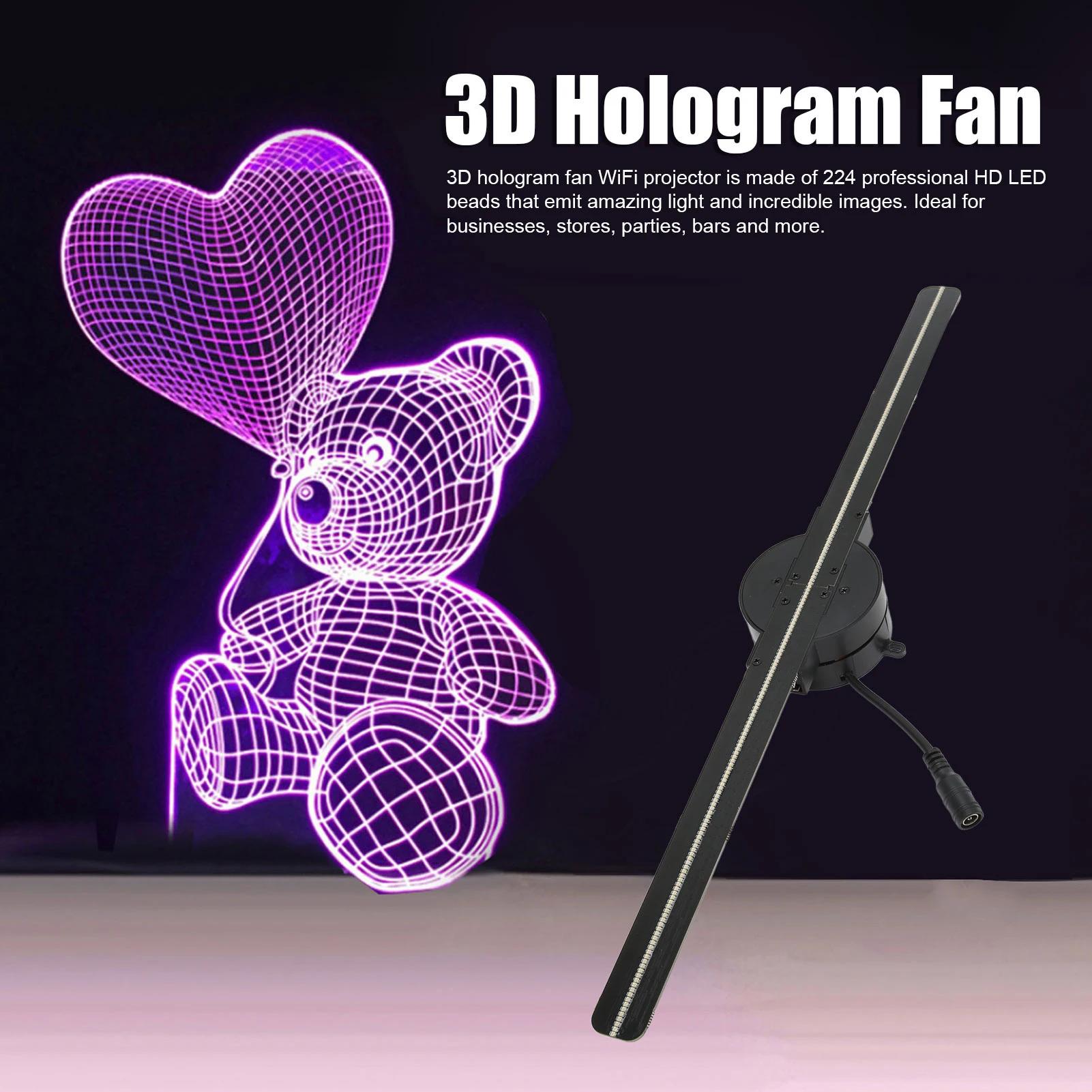 Ventilateur d'hologramme 3D, projecteur 3D WiFi 16,5 pouces, 2000x224, avec 224 perles lumineuses LE