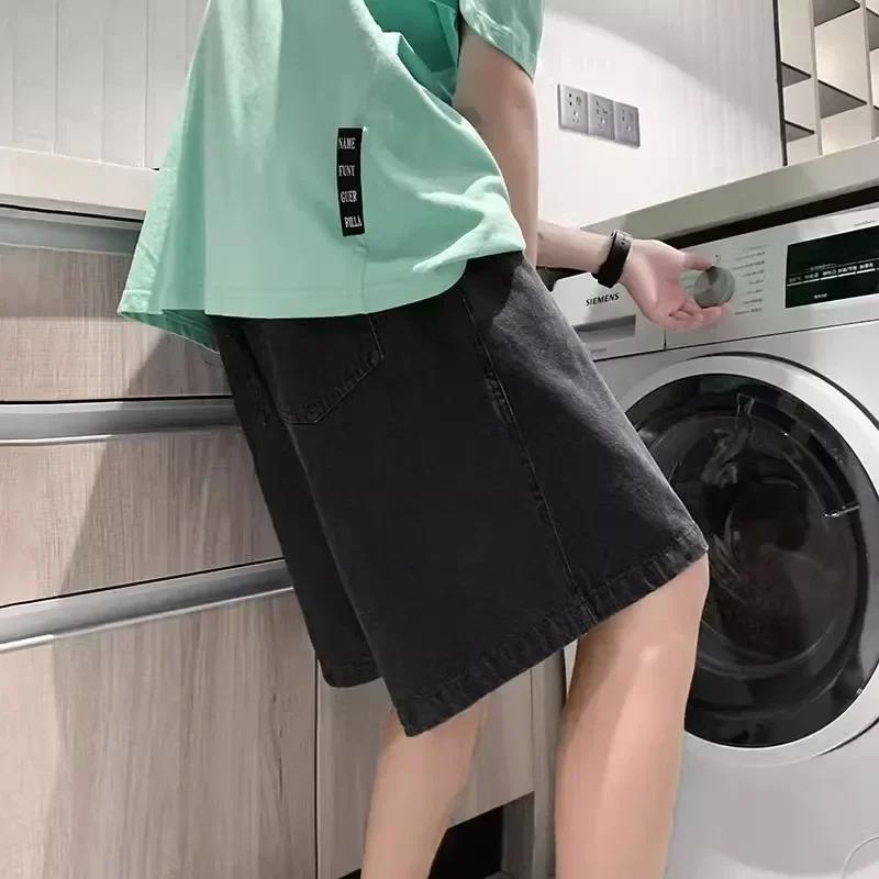 Été hommes nouveau jean décontracté Shorts en vrac coréen mi taille haute mode genou longueur Denim 