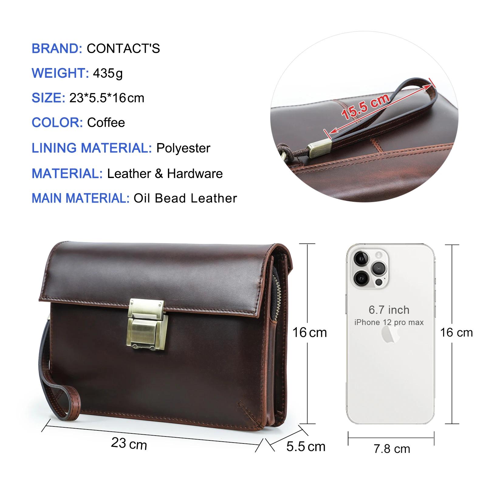 CONTACT'S-Pochette de Luxe en Cuir group pour Homme, Sac à Main de Styliste avec Mot de Passe, Porte