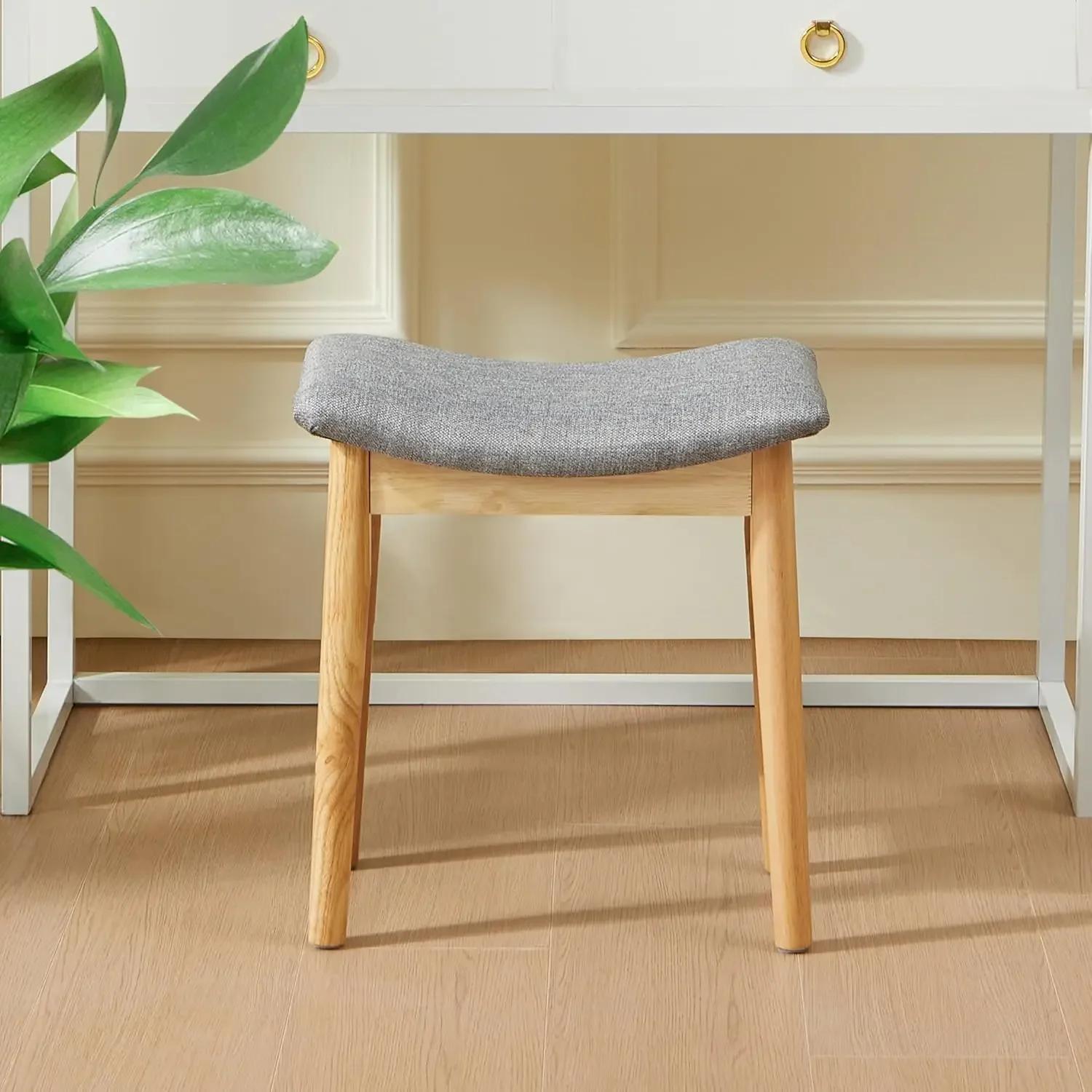 Tabouret de vanité, coussin de selle, tabouret ottoman avec pieds en bois massif, banc de piano mode