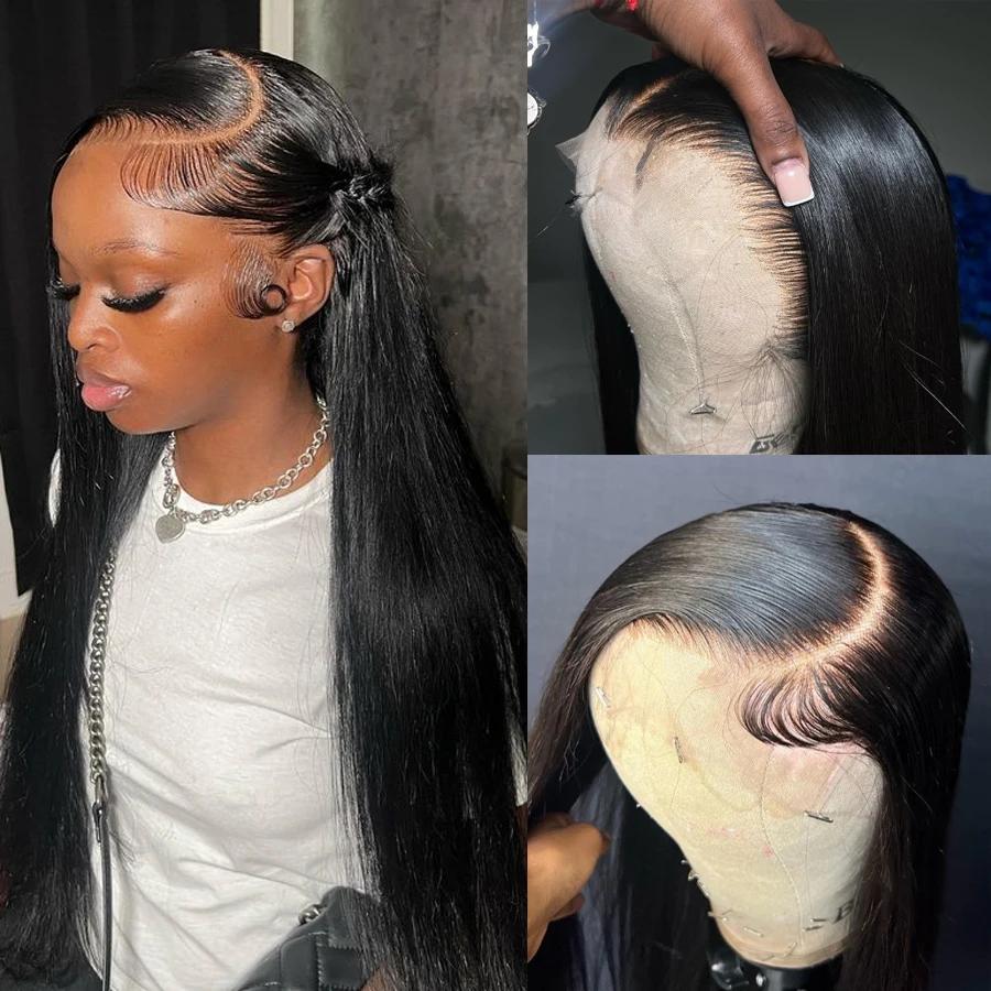 Perruque Lace Front Wig Naturelle Soyeuse, Cheveux Lisses, 13x6, 250%, 34 Pouces, Cuir oral elu Natu