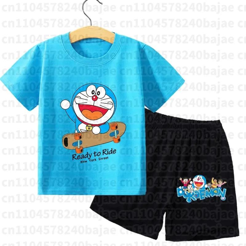 Ensemble Doraemon T-shirt short enfants pyjama dessin animé - Vêtements maison été cadeau