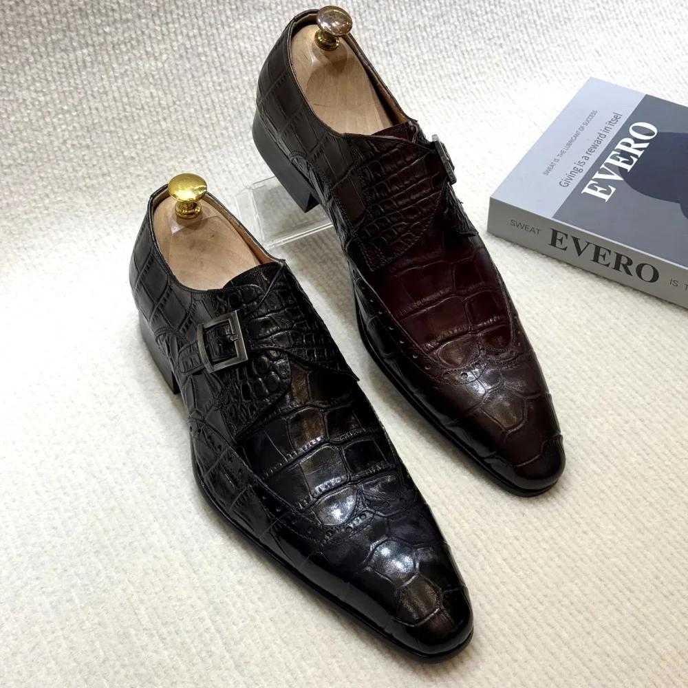 FELIX CHU mocassins formels à enfiler en cuir véritable pour hommes, chaussures de robe de mariée ri