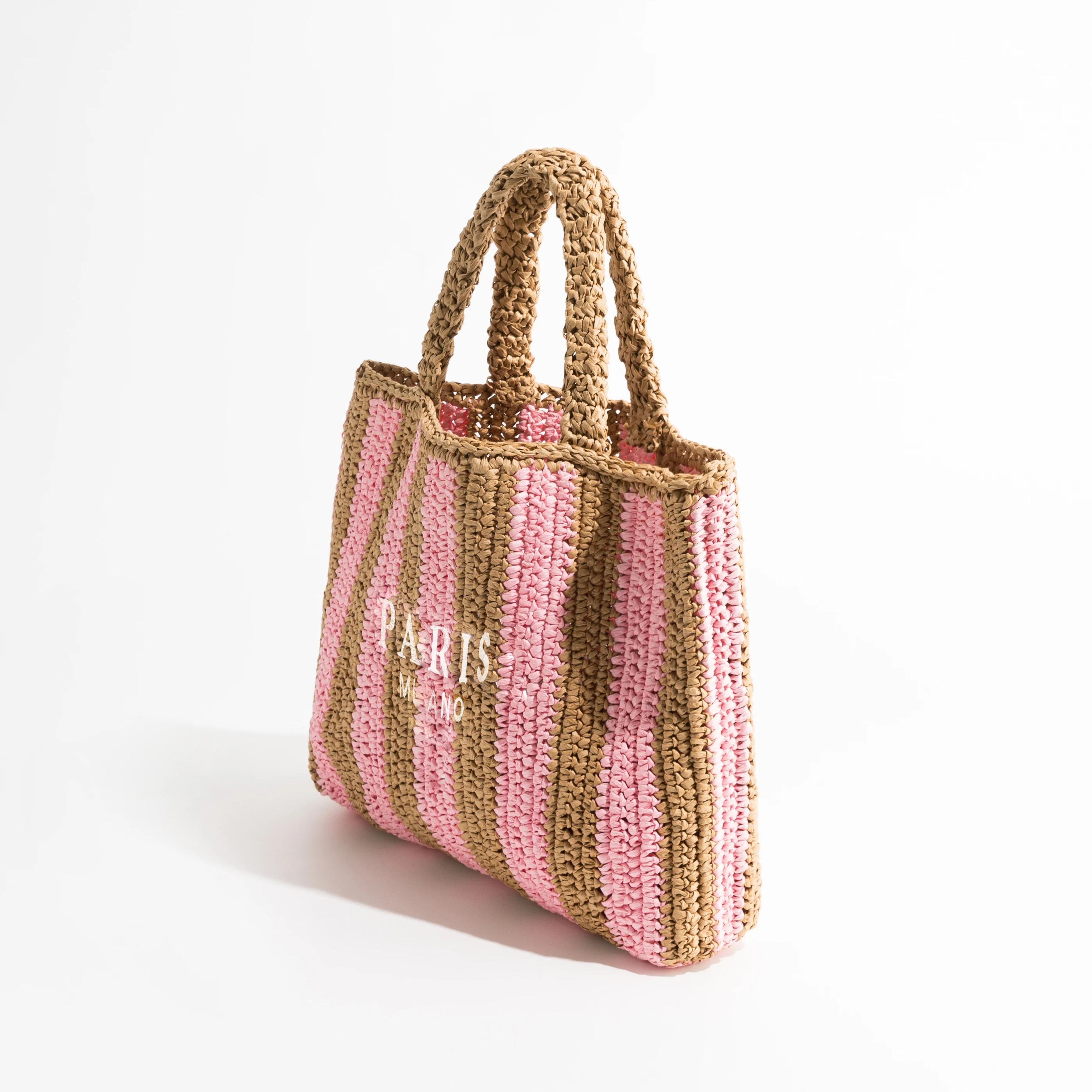 Design de luxe femmes tressé raphia paille Crochet sacs grande capacité fourre-tout décontracté sac 