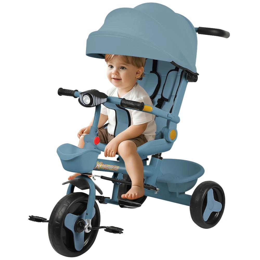 Tricycle à partir de 10 mois, Tricycle pour enfants, siège rotatif, auvent pliable avec parasol, por