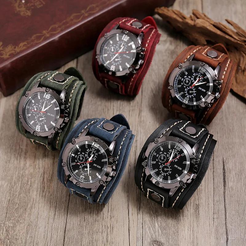 Montres à Quartz pour hommes montre-Bracelet de luxe 2024 bracelet en peau de vache montre de Style 