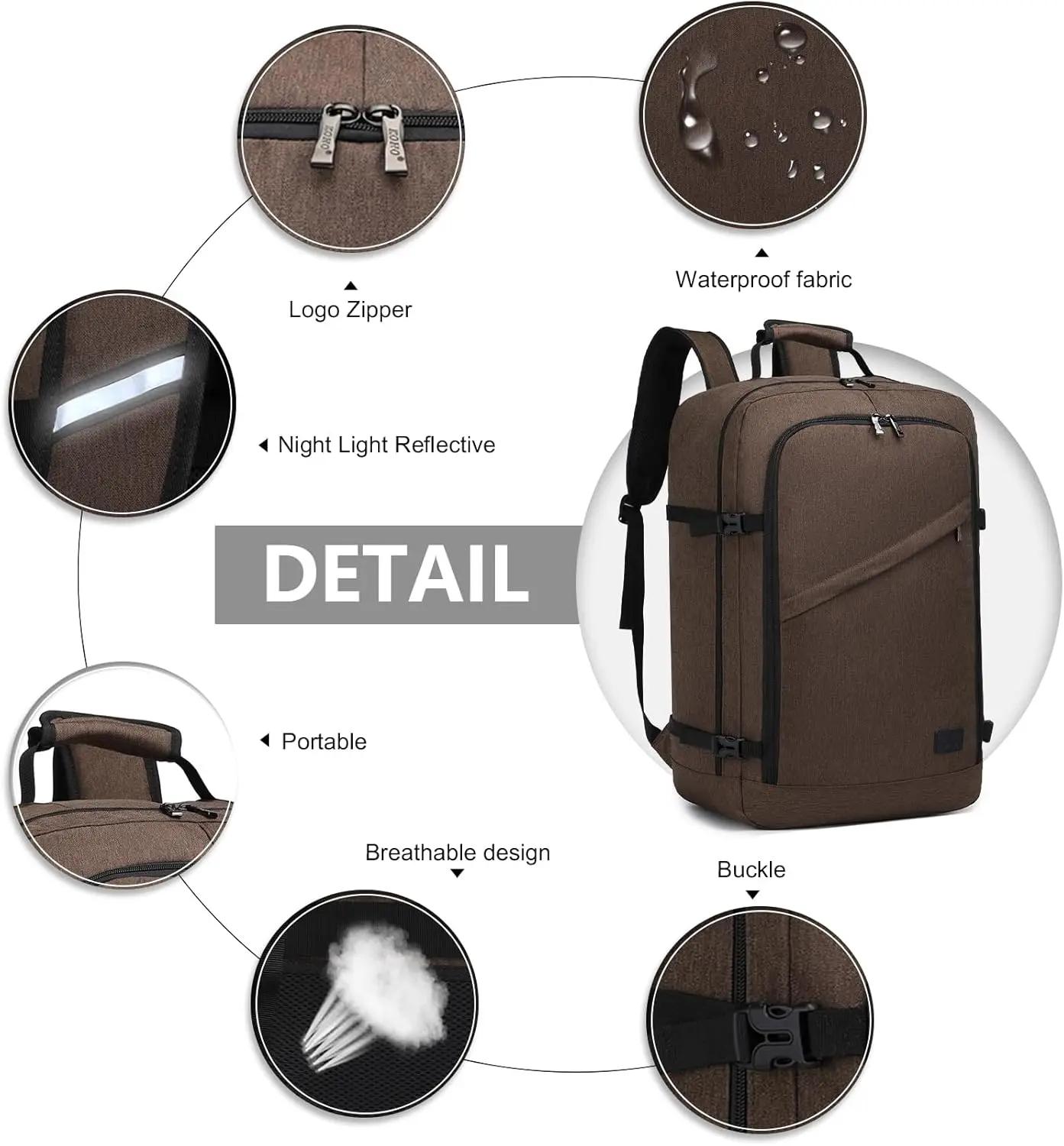 Sac à dos de voyage KONO 38L homologué pour le transport aérien, 55x35x20cm, sac à main multifonctio