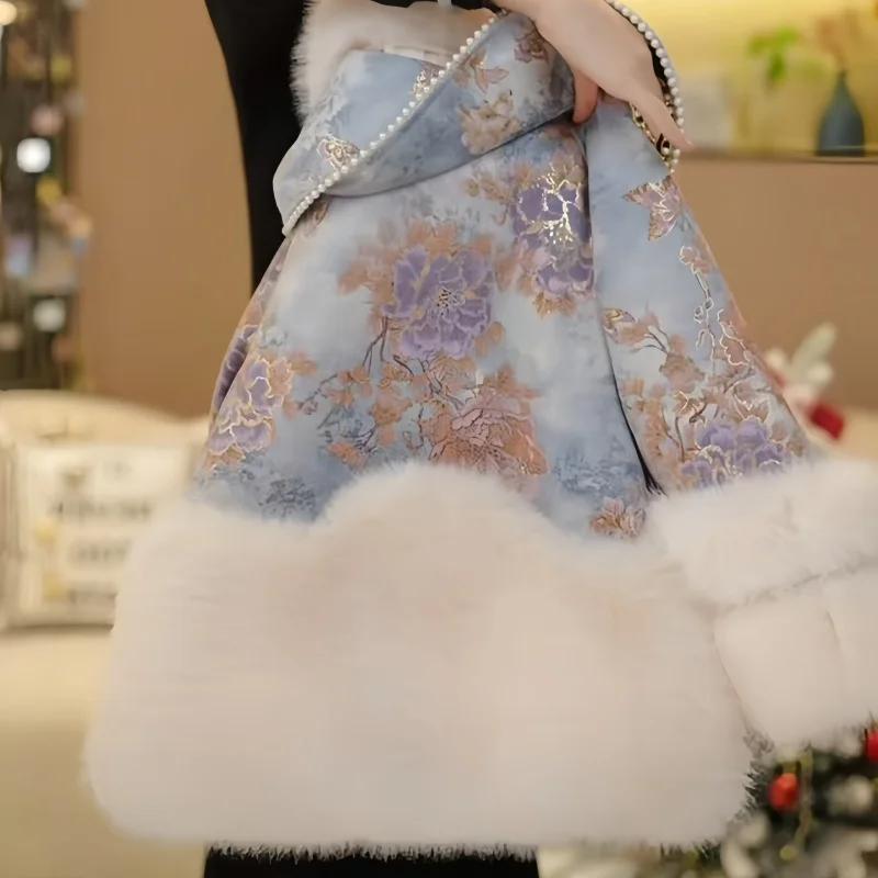 2025 hiver adolescentes chaud fausse fourrure veste rétro vêtements d'extérieur patchwork jacquard m