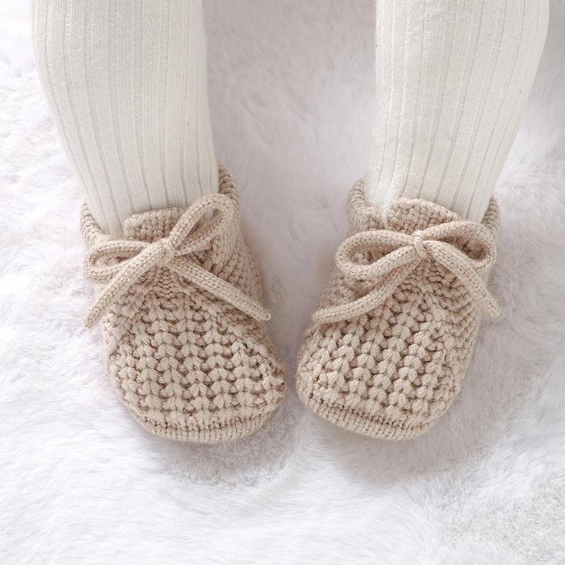 Chaussures de bébé tricotées pour nouveau-né de 0 à 18 mois, accessoires de vêtements chauds pour no
