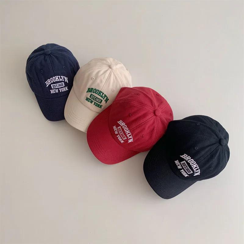 Casquette baseball coréenne bébé broderie lettres unisexe visière canard pare-soleil 2-6 ans