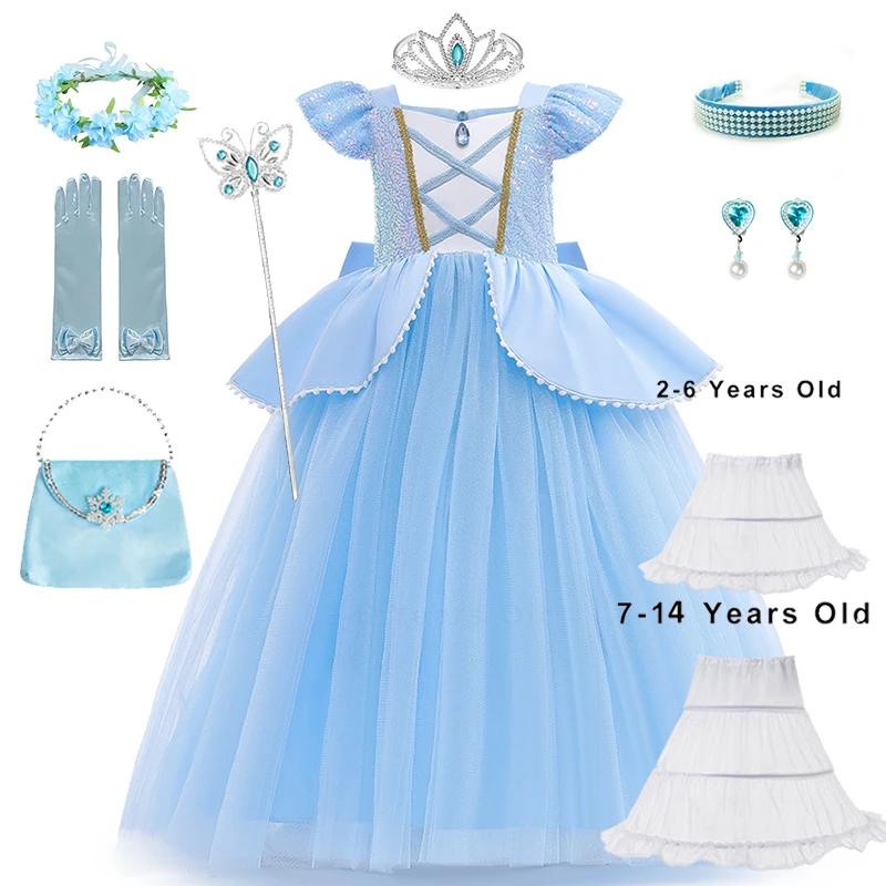Robe Cendrillon de 2 à 10 ans, Costume de Cosplay de princesse pour filles, déguisement de fête de n
