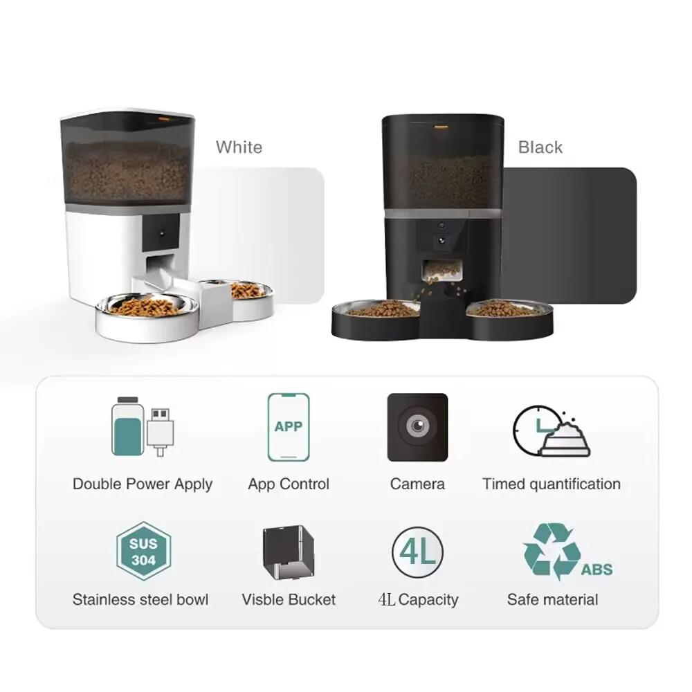Mangeoire automatique intelligente pour animaux de compagnie, distributeur de nourriture, enregistre