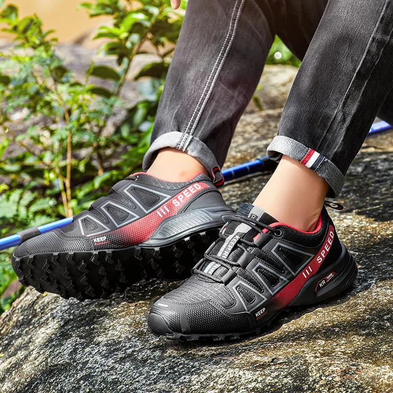 Chaussures de randonnée pour hommes, chaussures d'extérieur antidérapantes à semelles en caoutchouc,