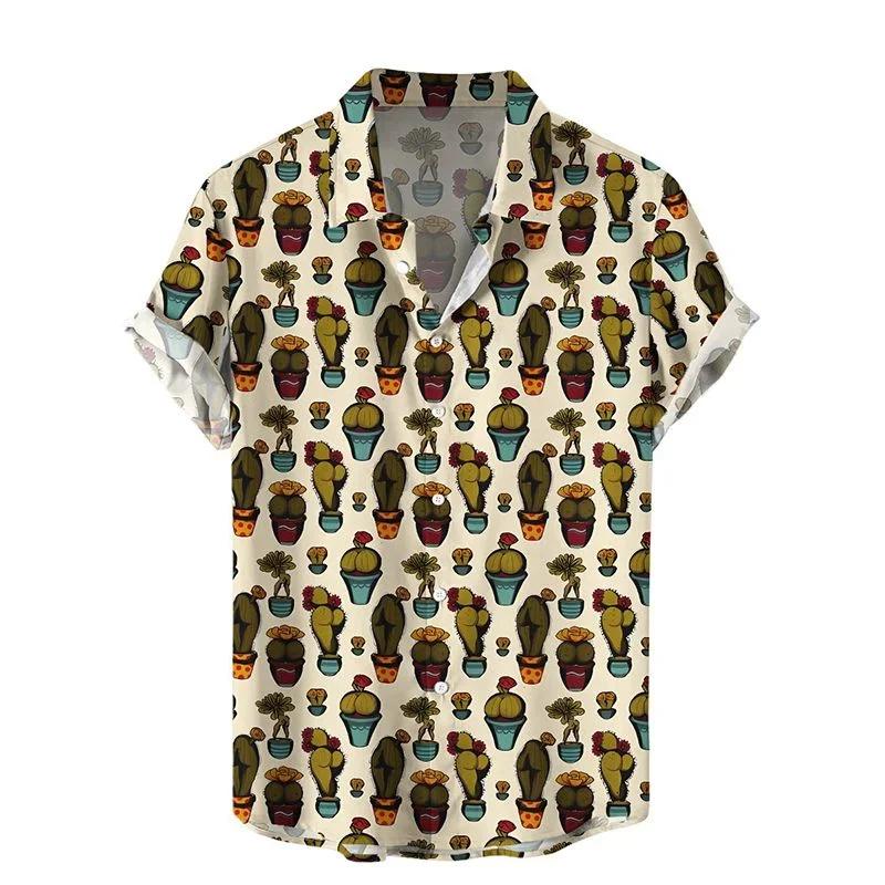 Nouvelles Chemises Hawaïennes Courtes pour Hommes 2026, Style 3D, Imprimé Champignons, Tendance, Coo