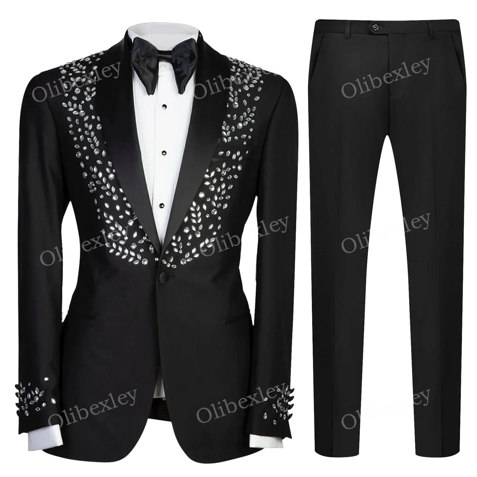 Smokings noirs pour hommes costumes noirs 2 pièces personnalisé Elegante haute qualité Slim Fit homm