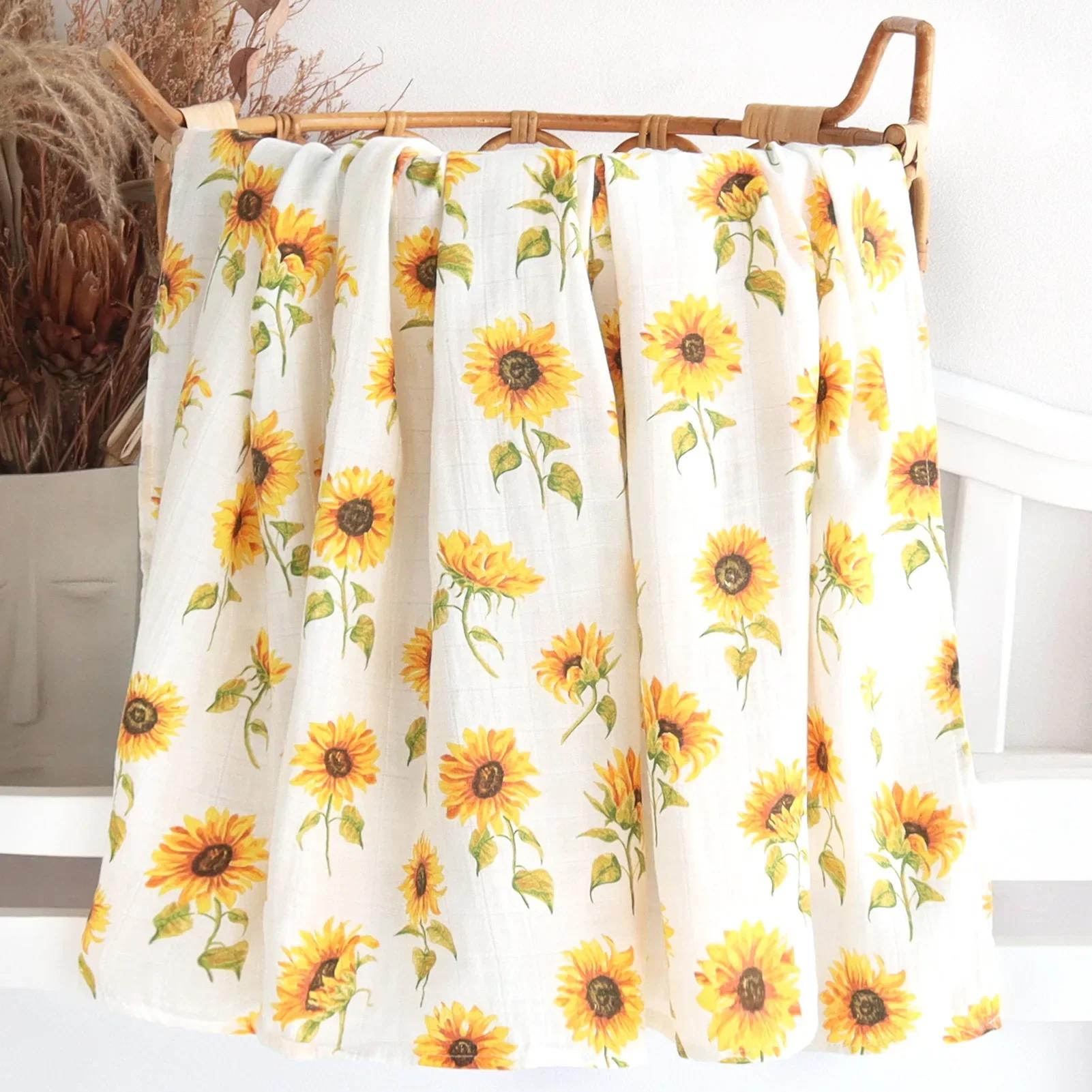 Couverture douce coton bambou bébé mousseline emmaillotage rond poussette allaitement serviette bain 120x120cm