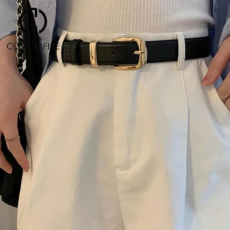 Ceintures en cuir véritable pour femmes, boucle dorée de haute qualité, parfaites pour assortir à de