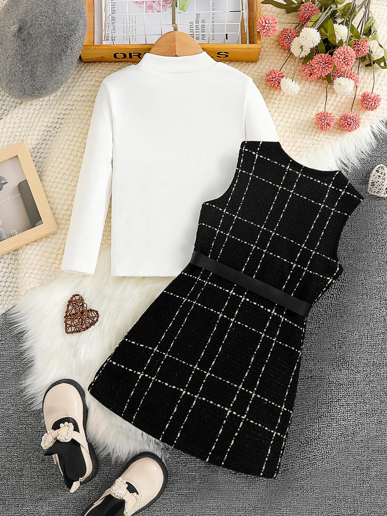 Robe de cérémonie 2 pièces pour enfants, mode printemps et automne, pour filles mignonnes, chemise à