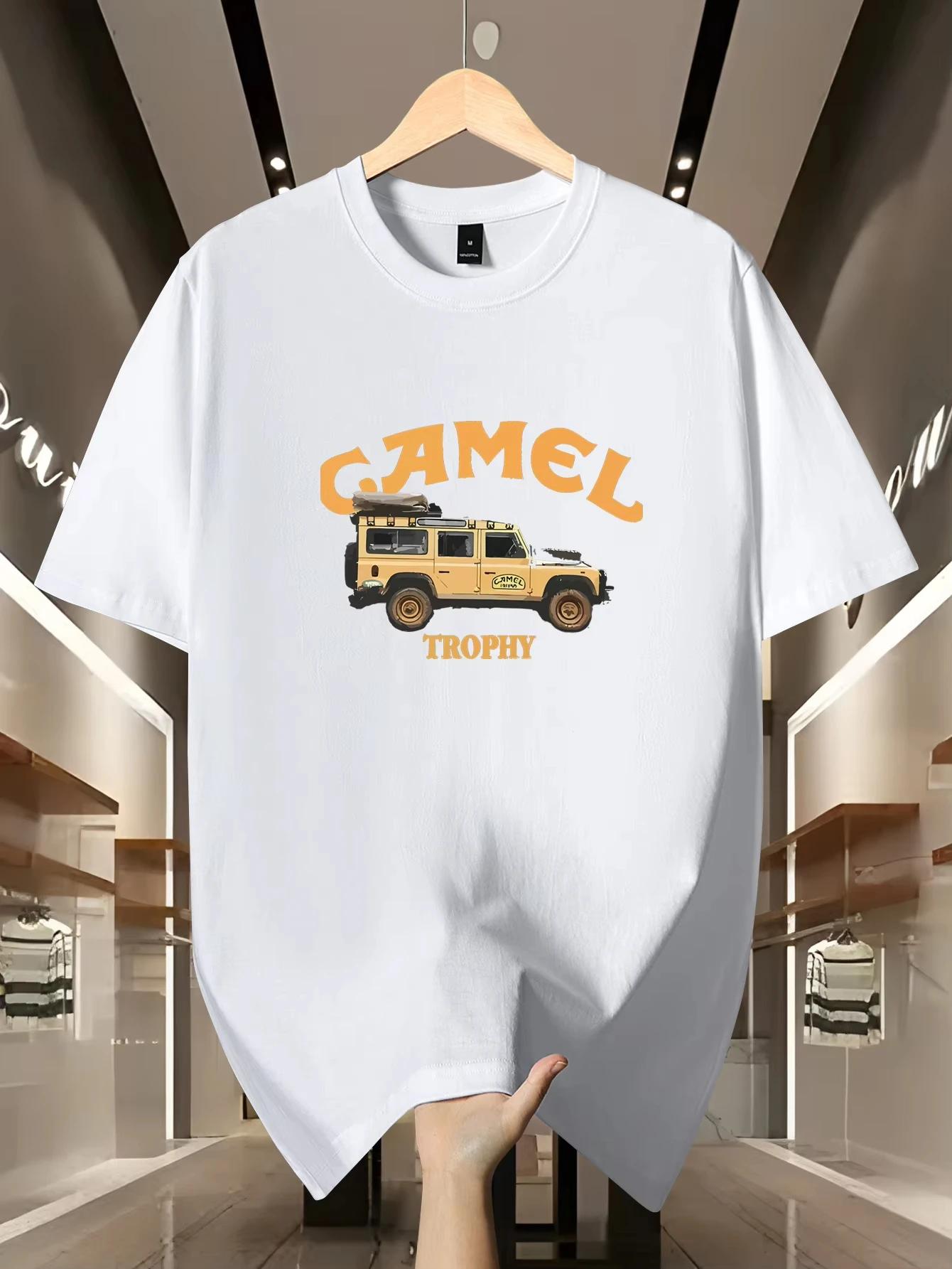 T-shirt à manches courtes pour hommes, 100% coton pur, décontracté, à la mode, ample, à motif rétro 