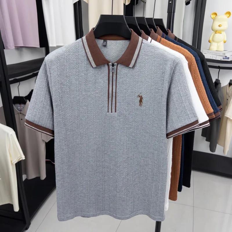 Marque de luxe à manches courtes polo shirt Paul pony broderie Stripe Design hommes tricot t - shirt