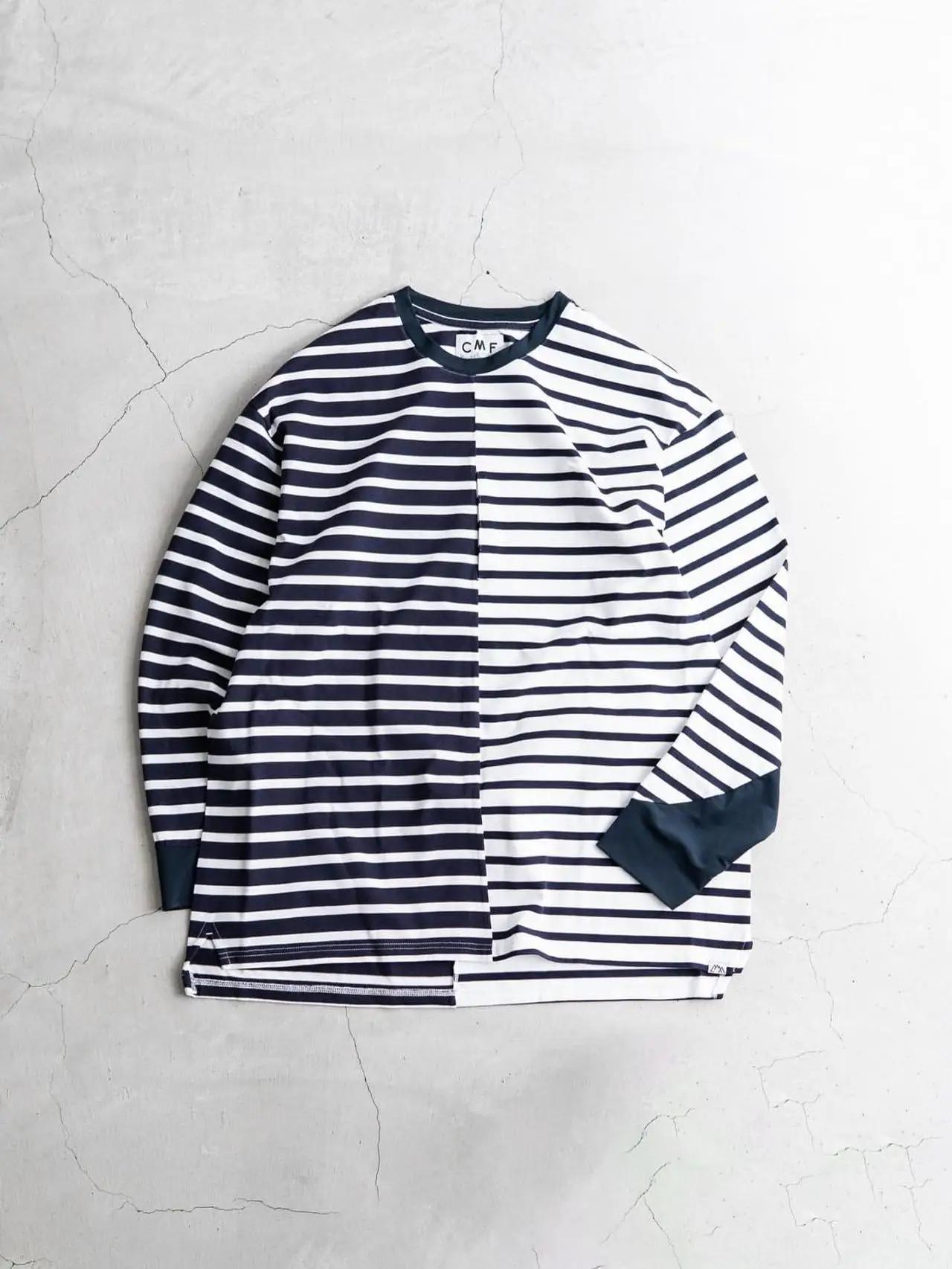 CMF 24SS OUTDOOR T-shirt ample à manches longues rayé patchwork fonctionnel