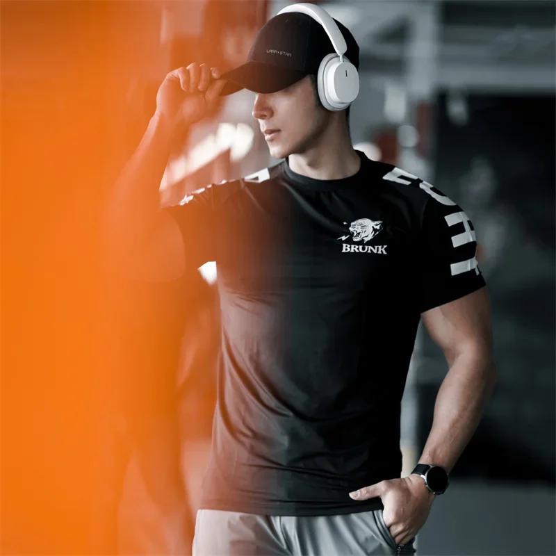 T-shirt à manches courtes pour homme, vêtement de sport, de loisirs, de course, de fitness, à séchag