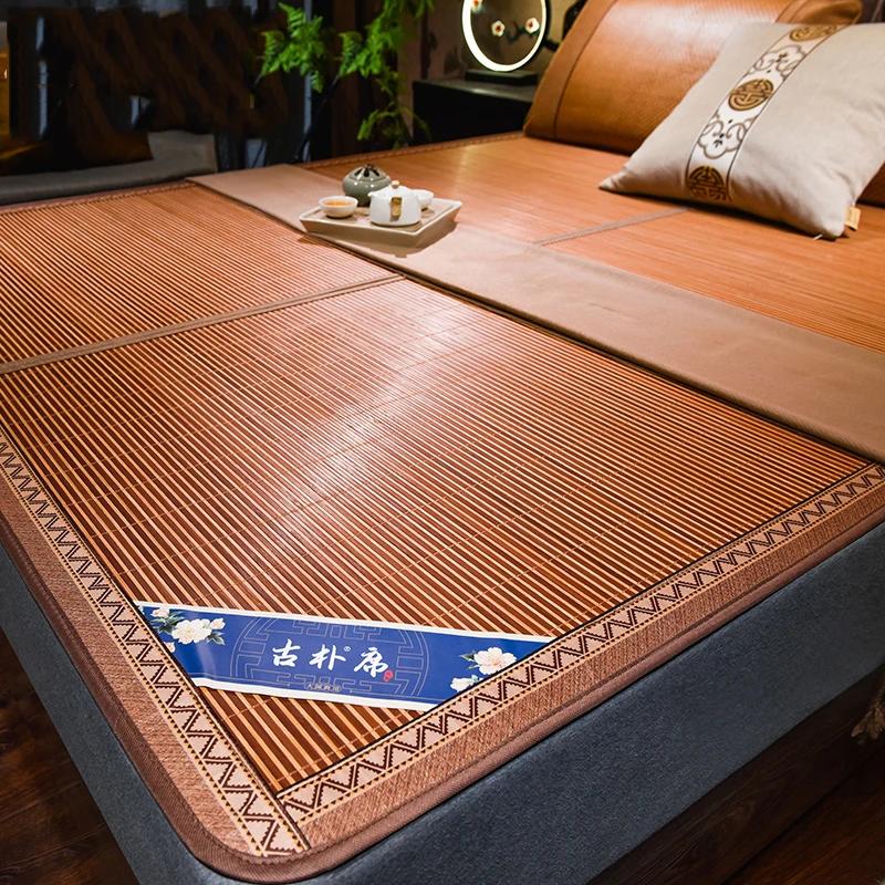 Tapis frais en bambou, matelas en paille d'été, pour la maison, dortoir d'étudiants, en soie glacée,