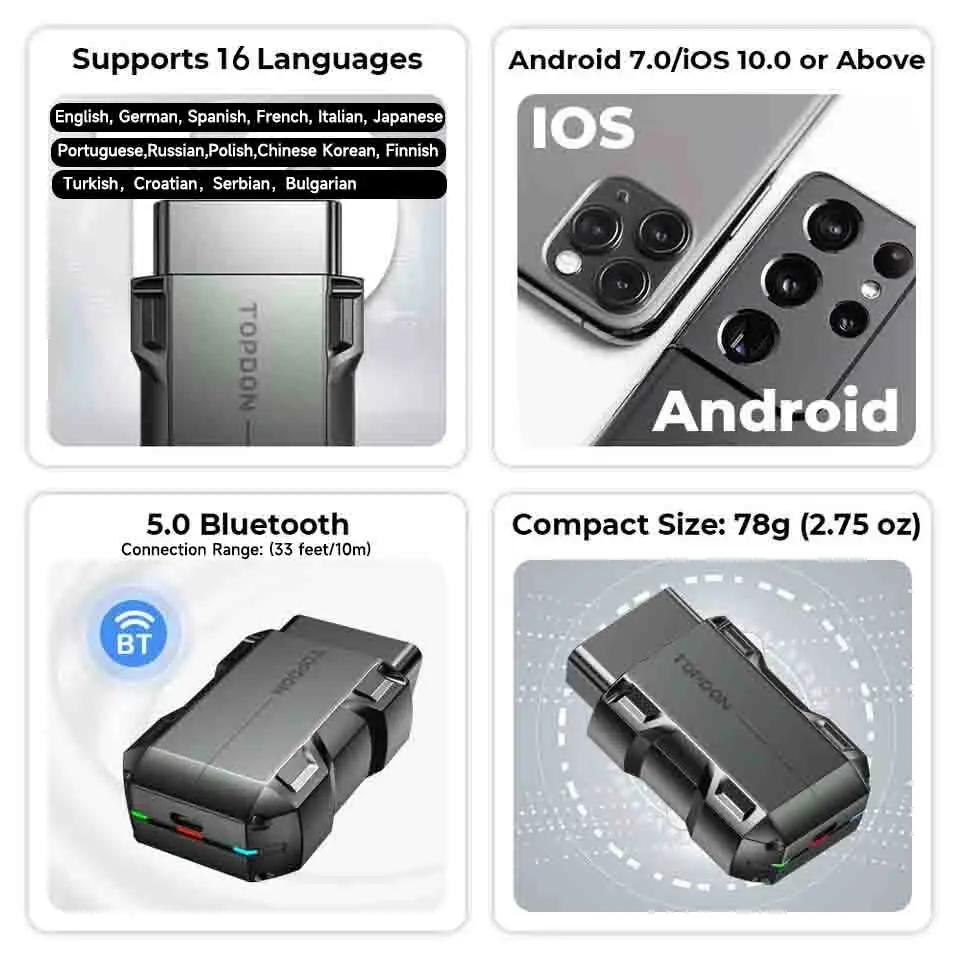 TOPDON TopScan Lite Scanner outil de Diagnostic intelligent Guide de réparation DTC Bluetooth lecteu