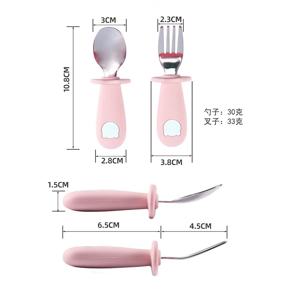 Cuillère et fourchette en silicone en forme de panda pour bébé, cuillère d'alimentation pour bébé en