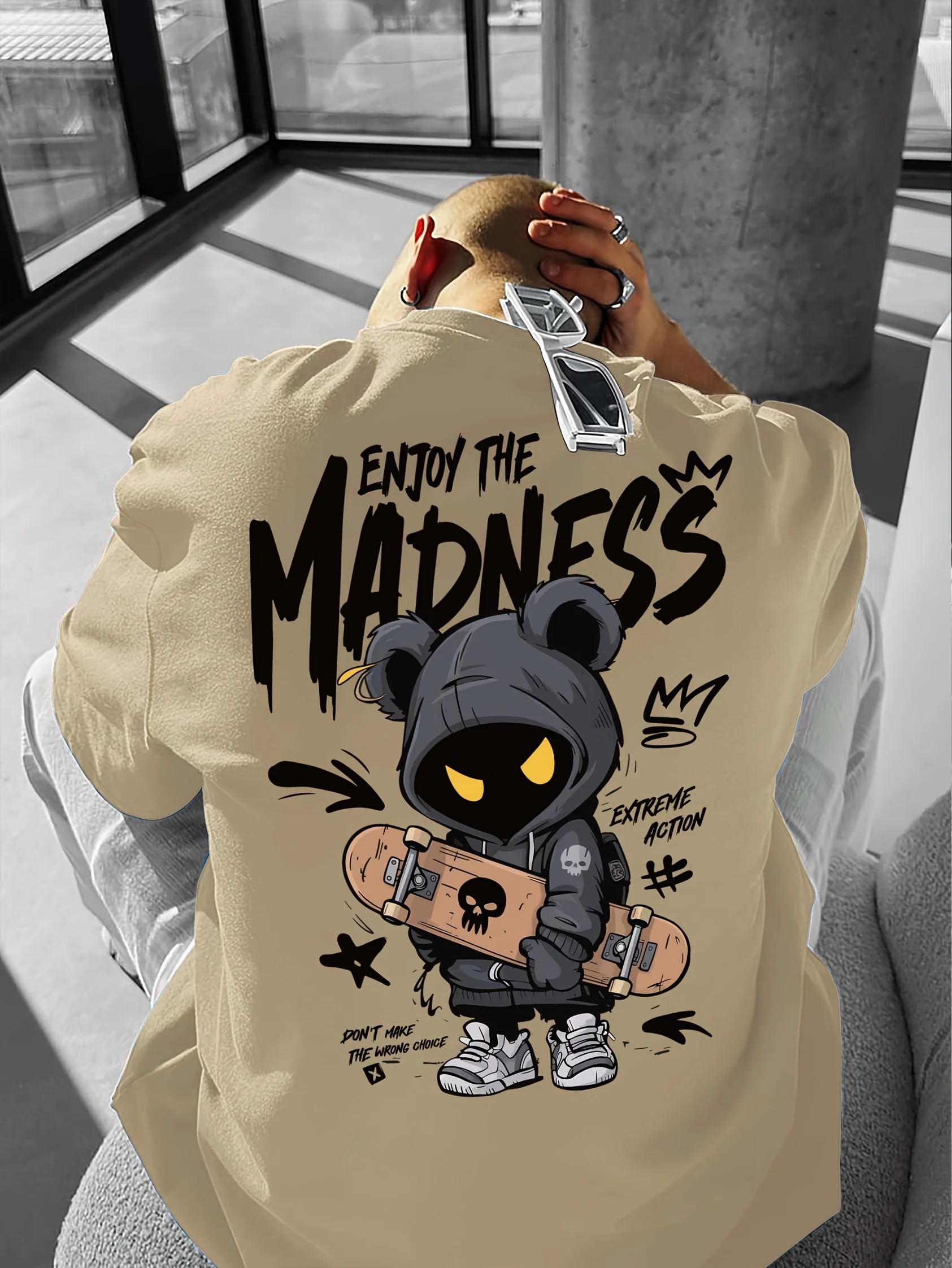 T-shirt col rond pour hommes européens et américains, nouveau design d'été imprimé de dessin animé, 