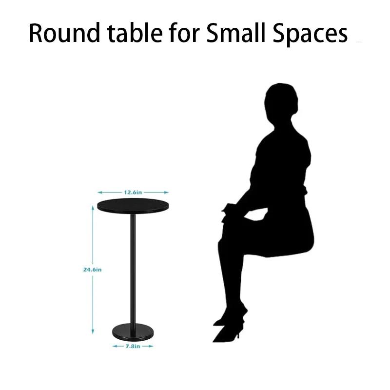 Petite table d'appoint ronde avec base en marbre, table basse noire pour canapé, table d'appoint sur