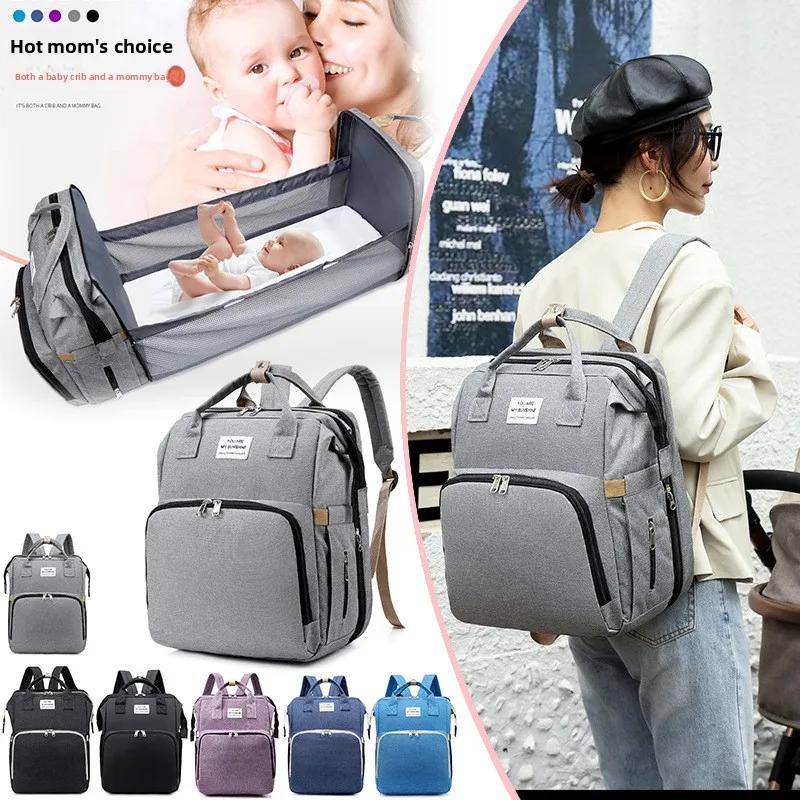Nouveau Sac à Langer Pliable Multifonctionnel pour Maternité, Sac à Dos pour Biberons et Couches, Sa