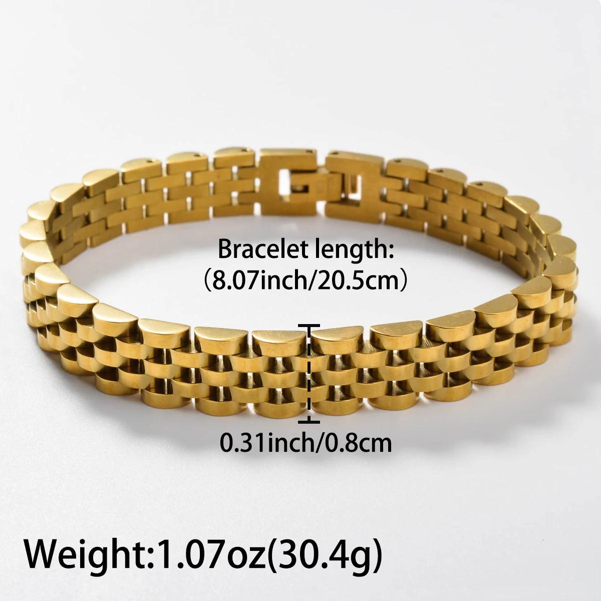 Bracelet en Acier Inoxydable pour Homme et Femme, 1 Pièce, Large de 8mm, Design Simple Classique, Hi