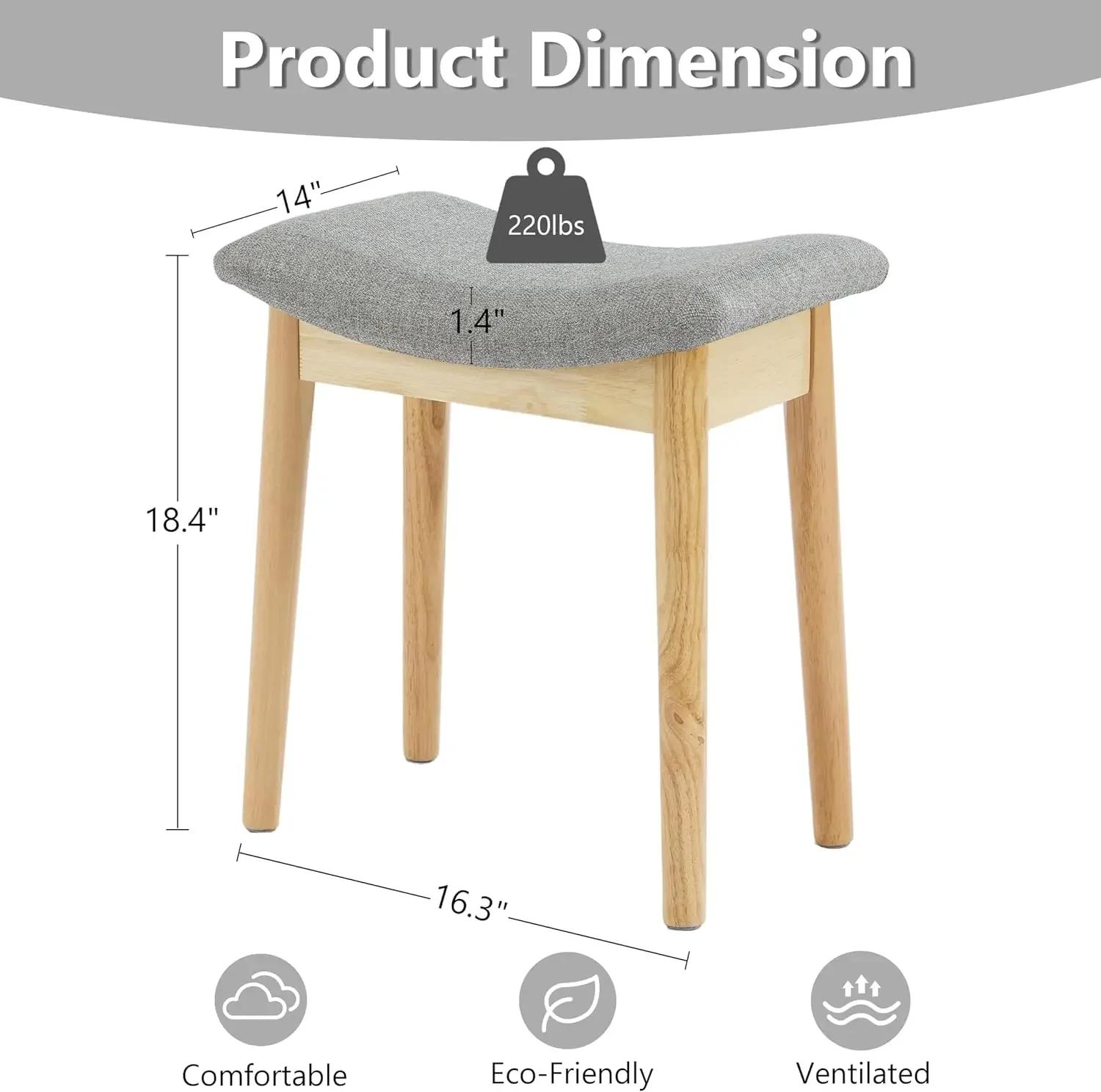 Tabouret de vanité, coussin de selle, tabouret ottoman avec pieds en bois massif, banc de piano mode