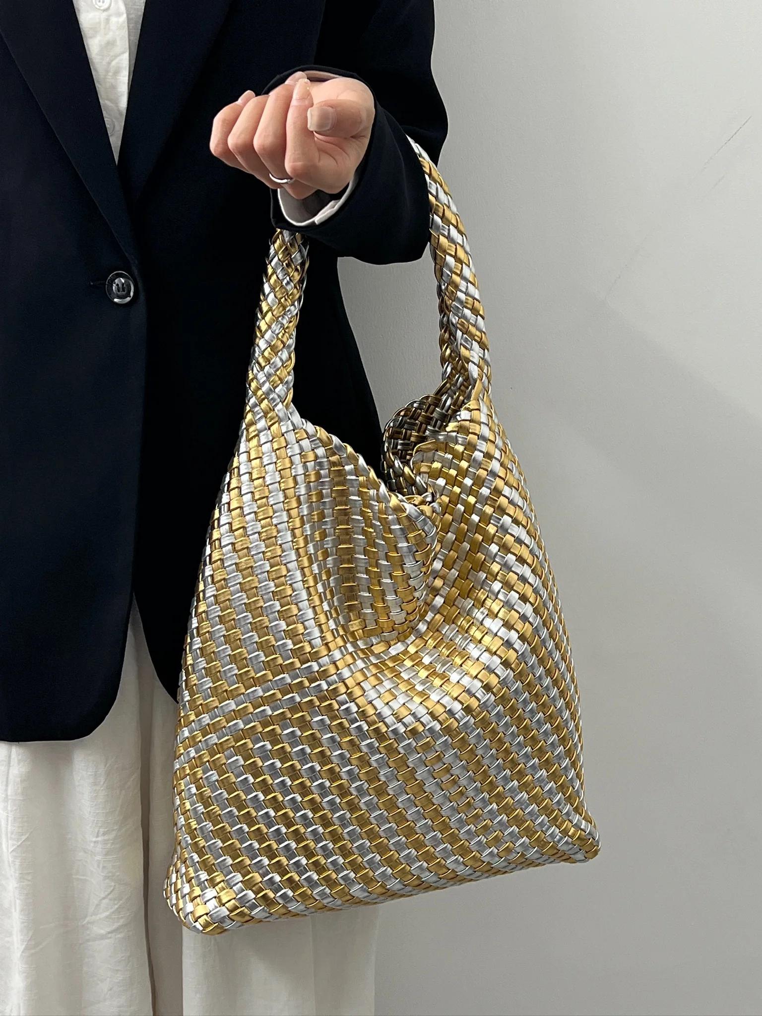 Sac à bandoulière en cuir PU pour femmes, sac sous les bras tissé en tissu doux, tendance, Style eur