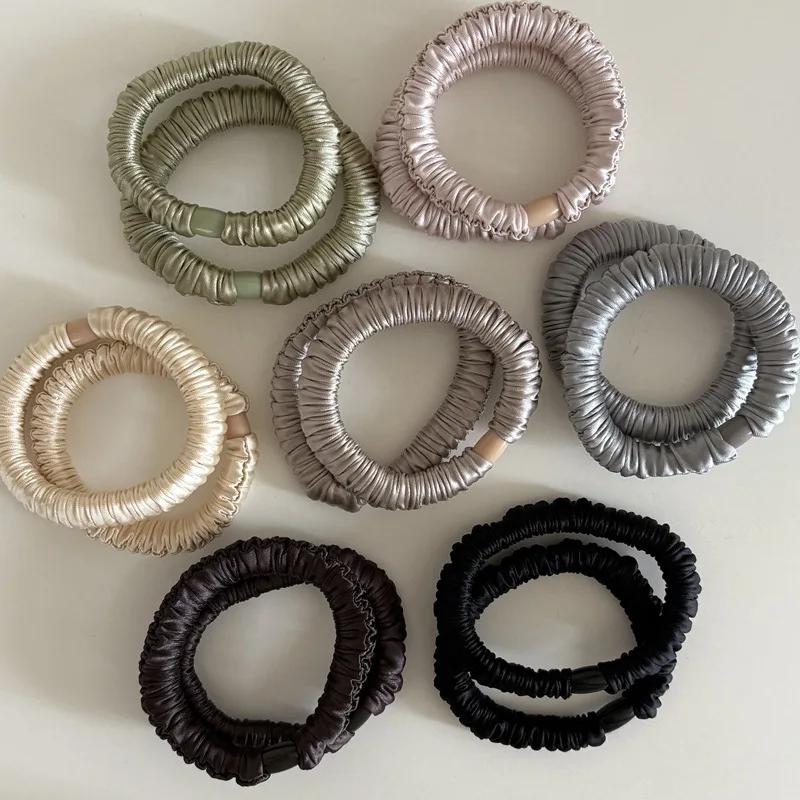 Chouchou élastique en soie pour femmes, couleur unie chouchou satin scrunchie cheveux Élastiques et 