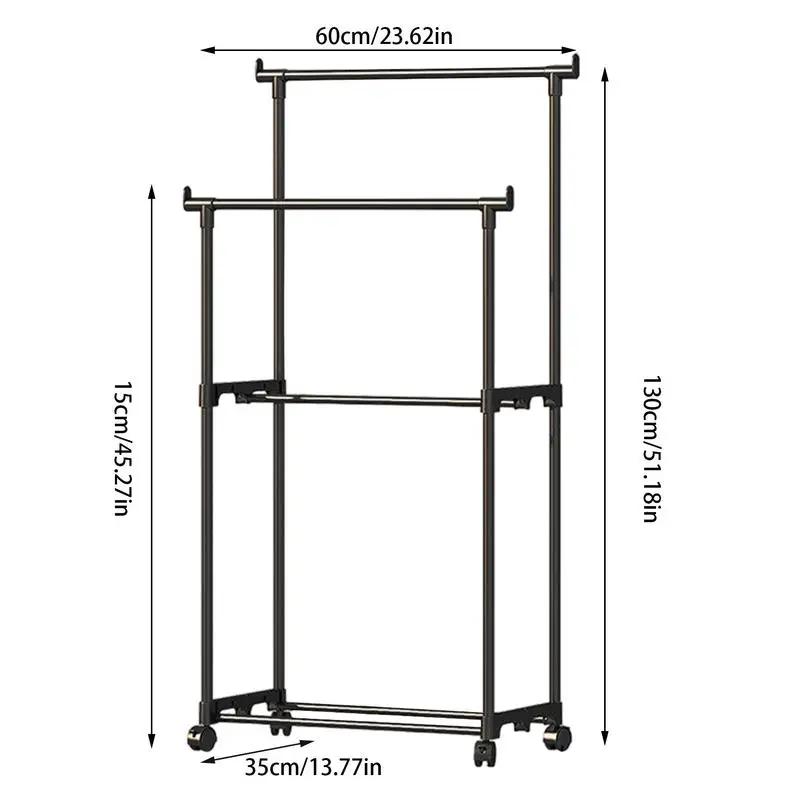 Cintre mobile à roulettes pour chambre à coucher, vêtements doubles, rapport Everthe, vêtements T1 a