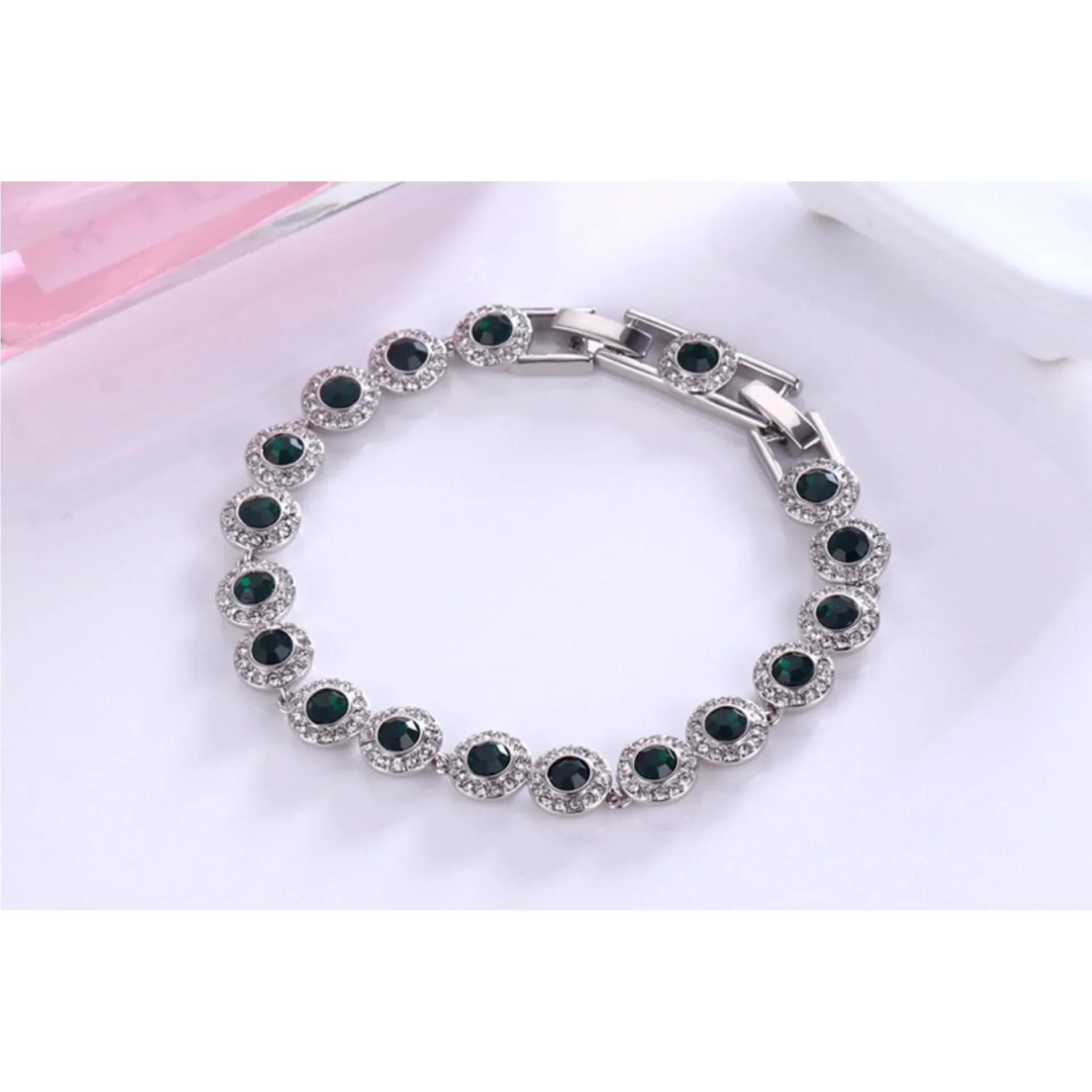 Ensemble de bijoux ronds en cristal, goutte d'eau, haute, à la mode, éblouissant, Bracelet, boucle d